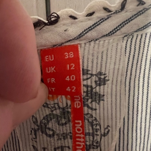 Not the same blue white pinstriped fit and flare ruffle sleeve dress whimsical - Picture 14 of 16